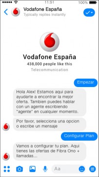 Vodafone Spain Chatbot Development for Facebook Messenger by Airtouch